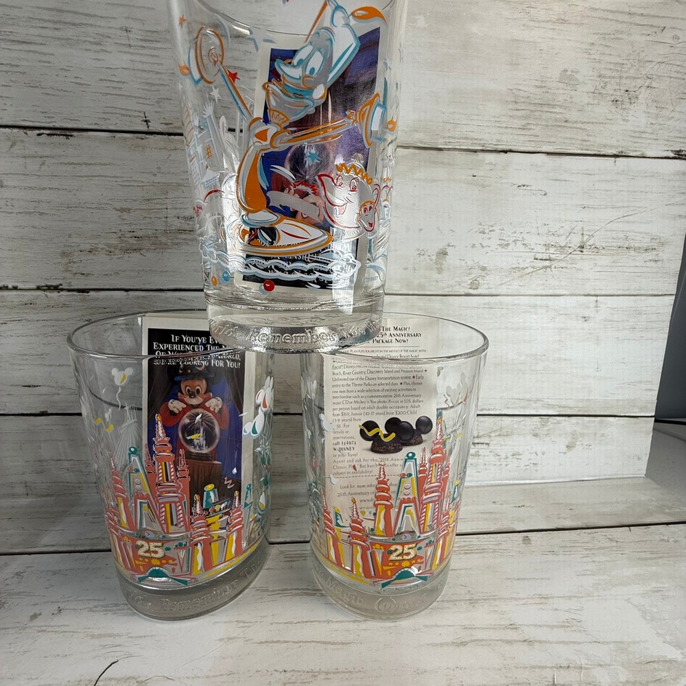 Vintage McDonalds Disney World 25th Anniversary Remember the Magic Glasses Set 6 - Picture 3 of 6